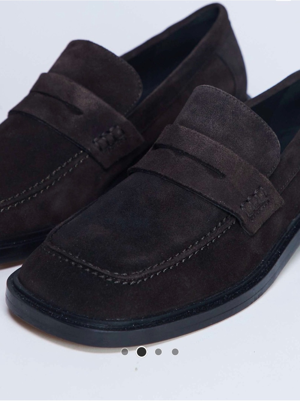 Topshop Dark Brown Suede Penny Loafers